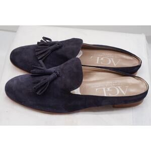 Worn 2x AGL ATTILIO GUISTI LEOMBRUNI Tassled Mules 41 US 10 Blue Suede ITALY